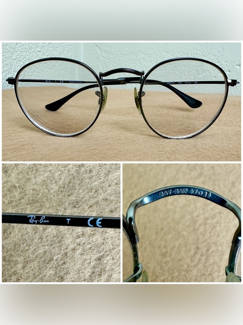 Ray-Ban RB 3447V Round Metal Silver Matte Havana Eye Glasses Frames Retail $210